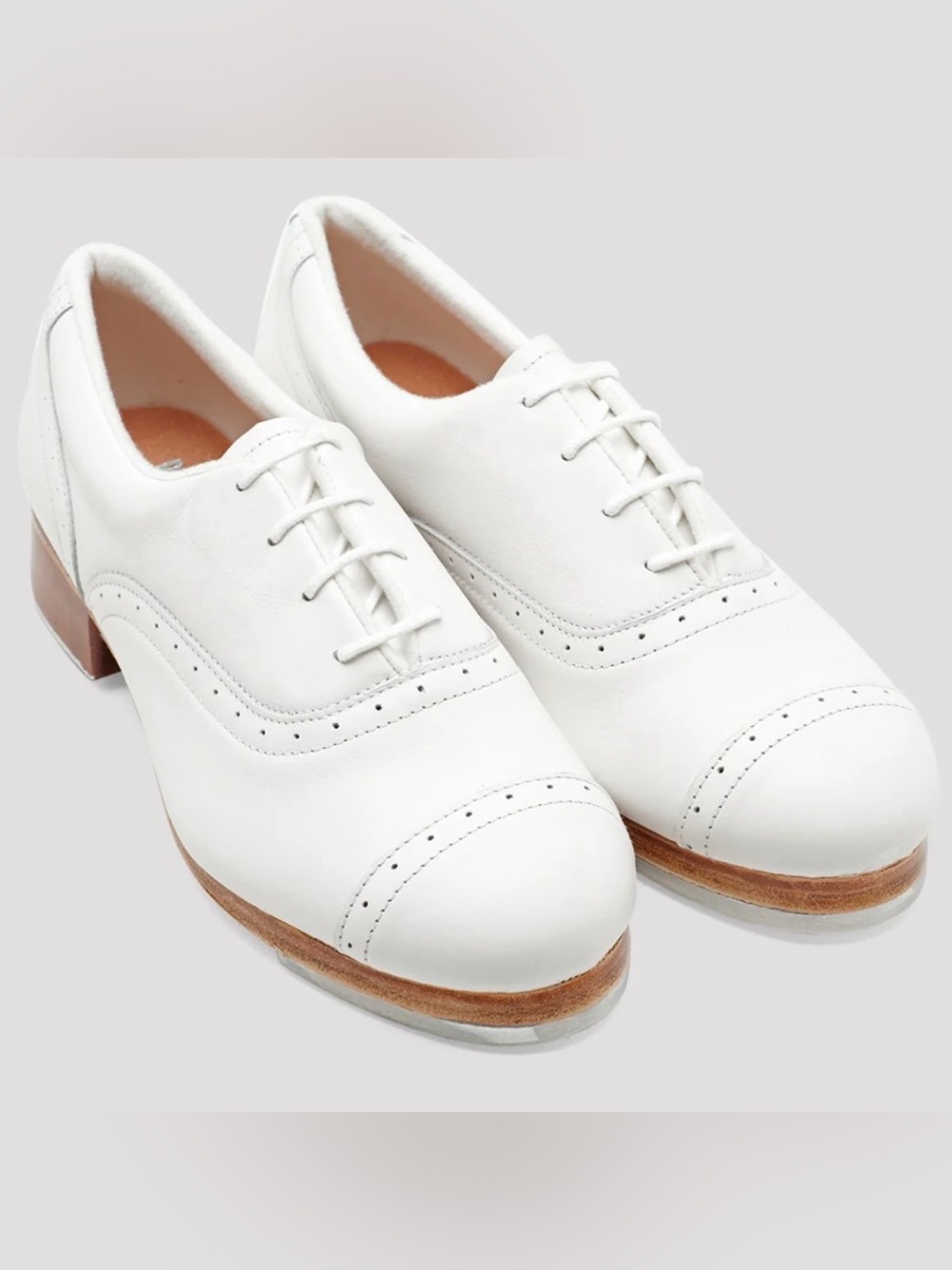 Bloch Jason Samuels Smith Tap Shoes White Oxford leather lace up stack heel 7.5